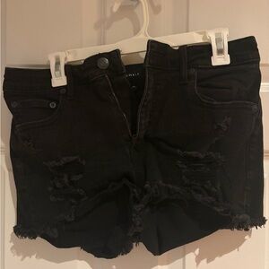 Aeropostale Black Distressed Jean Shorts
